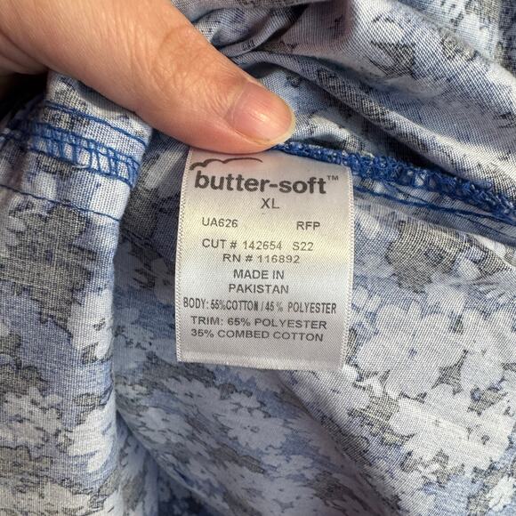 Butter-Soft Scrub Top Size XL Blue Floral V-Neck Short Sleeve with Pockets - Picture 8 of 13